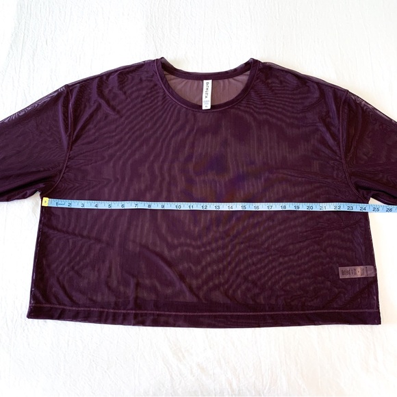 Athleta Circuit sheer mesh top in Agate Purple long sleeve crop top extra large - Picture 7 of 9